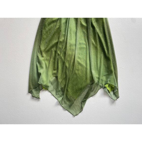 Y2K Green Sparkly Fairy Mini Halter Dress / Sz S / Trixxi / Whimsigoth Babydoll - Picture 9 of 10